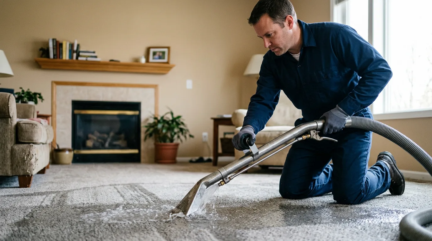Water damage restoration technician working near Bartlett, IL